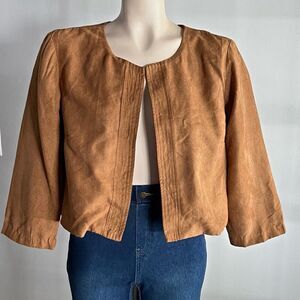 Vintage R&K Brown Faux Suede Cropped Jacket Western Cottagecore 90s